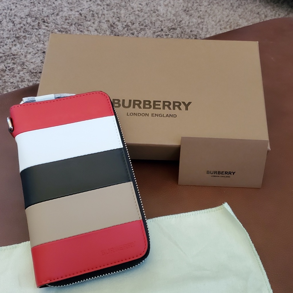 Burberry Colorblock Leather Zippered Long Wallet - *New without Tags*